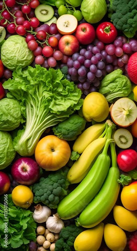 Fruit different group vegetables fruit vegetable food apple background banana bright cabbage collection cucumber diet