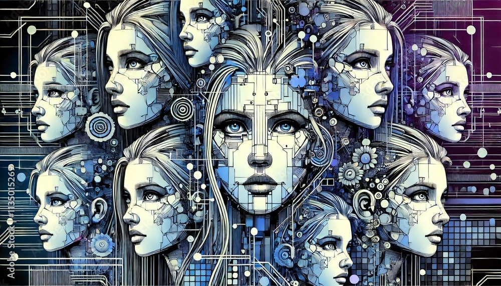 background ai artificial intelligence woman face composition futuristic cyberpunk digital background ai artificial intelligence woman face composition futuristic cyberpunk digital