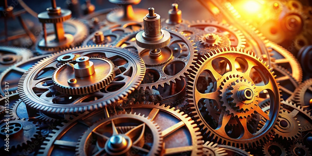 Intricate Gears and Cogs in Motion: A Conceptual Photography Exploration of Mechanical Engineering, Time, and Innovation in a Captivating Industrial Setting Intricate Gears and Cogs in Motion: A Conceptual Photography Exploration of Mechanical Engineering, Time, and Innovation in a Captivating Industrial Setting