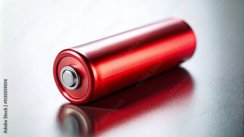 Isolated Red Battery on White Background with Tilt-Shift Effect Showcasing Details and Depth of Field for Energy and Power Concepts Isolated Red Battery on White Background with Tilt-Shift Effect Showcasing Details and Depth of Field for Energy and Power Concepts
