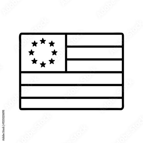 13 original colonies flag icon, independence day line art, independence icon - simple black line art icon of 13 original colonies flag, for independence day celebrations. independence vector art.