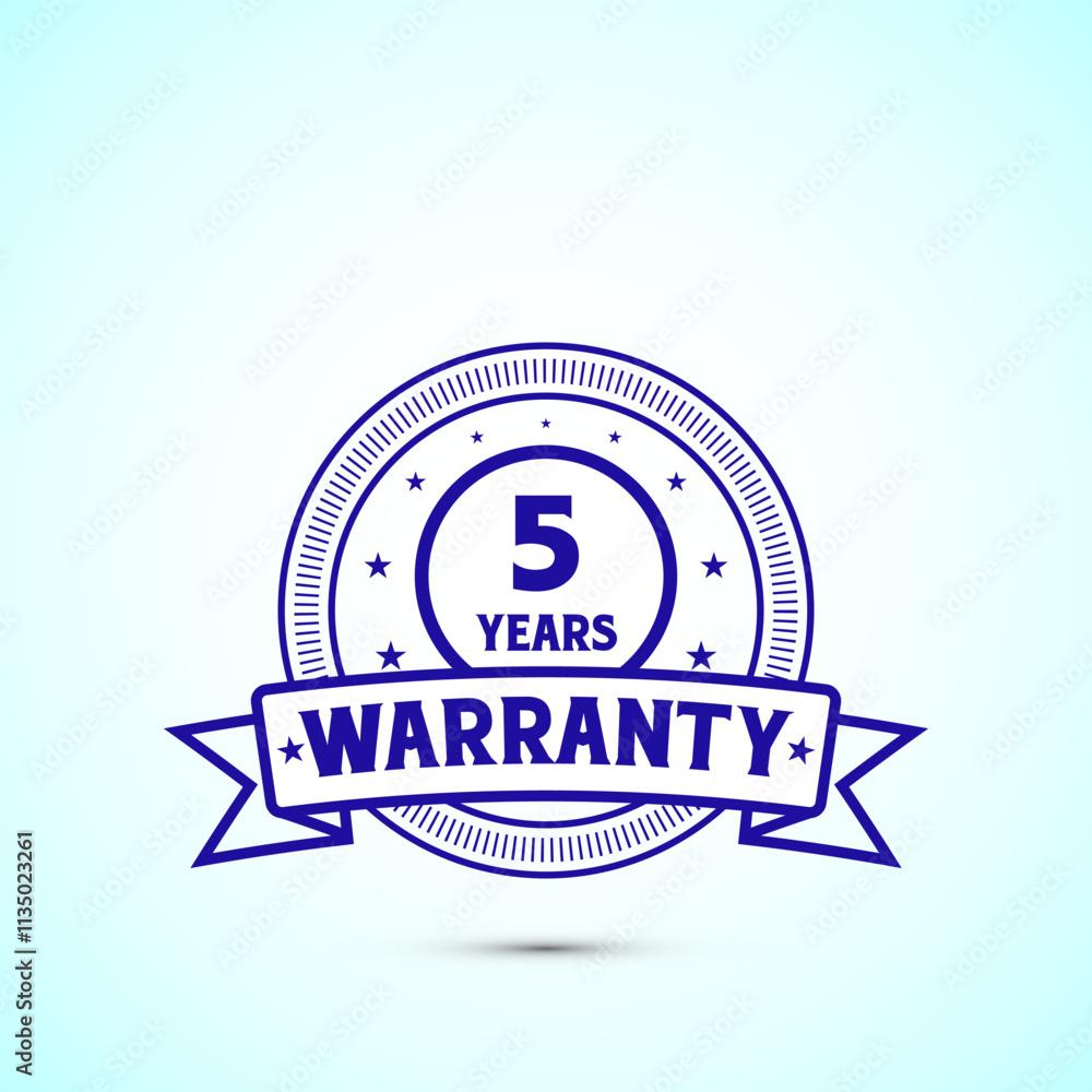 5 years warranty badge and label with blue color 5 years warranty badge and label with blue color