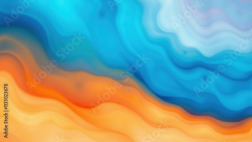 Abstract Wavy Background with Vibrant Blue and Orange Hues