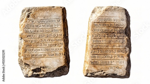 Ancient Hebrew Stone Tablets with Inscription of Ten Commandments