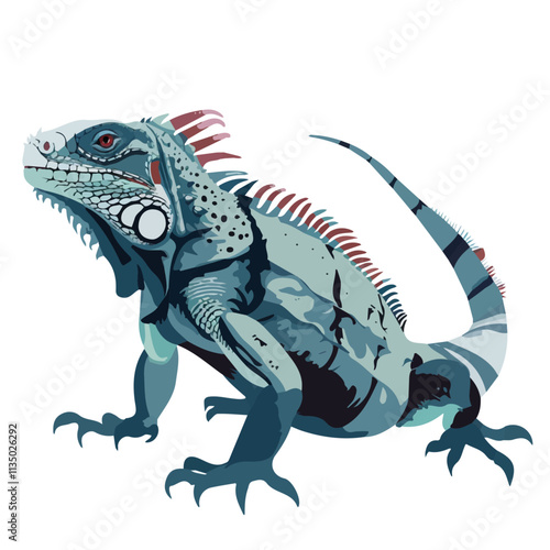 Flat vector iguana, isolated on a white background.