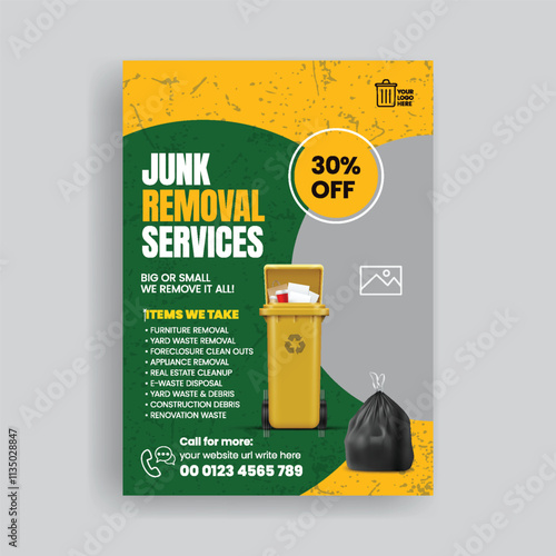 Junk removal Service print Flyer or poster Template, House Cleaning Service Flyer, Editable Cleaning Service Flyer, maid service Flyer template design