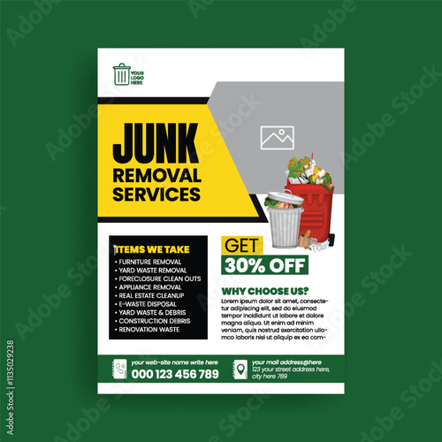 Junk removal Service print Flyer or poster Template, House Cleaning Service Flyer, Editable Cleaning Service Flyer, maid service Flyer template design