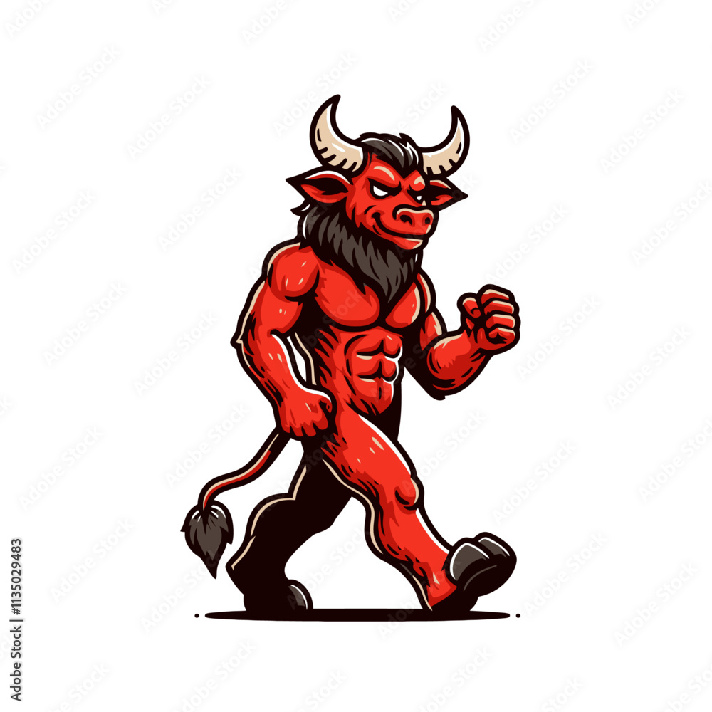 custom made wallpaper toronto digitalConfident devil with horns, a tail, and shoes walking with determination. Isolated vector illustration perfect for mascots, logos, and fantasy-themed designs.