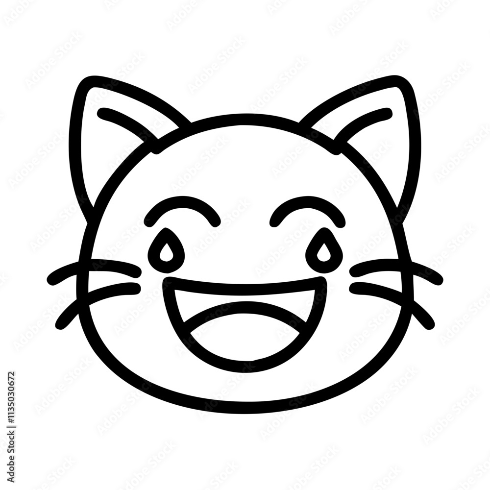 cat face with tears of joy icon, emoji day line art, emoji icon - simple black line art icon of cat face with tears of joy, symbolizing emoji day topic celebrations. emoji vector art. cat face with tears of joy icon, emoji day line art, emoji icon - simple black line art icon of cat face with tears of joy, symbolizing emoji day topic celebrations. emoji vector art.