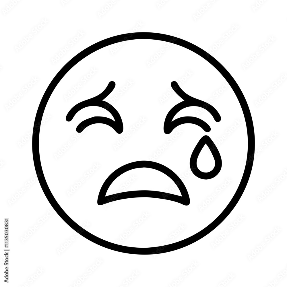 crying face icon, emoji day line art, emoji icon - simple black line art icon of crying face, symbolizing emoji day topic celebrations. emoji vector art. crying face icon, emoji day line art, emoji icon - simple black line art icon of crying face, symbolizing emoji day topic celebrations. emoji vector art.
