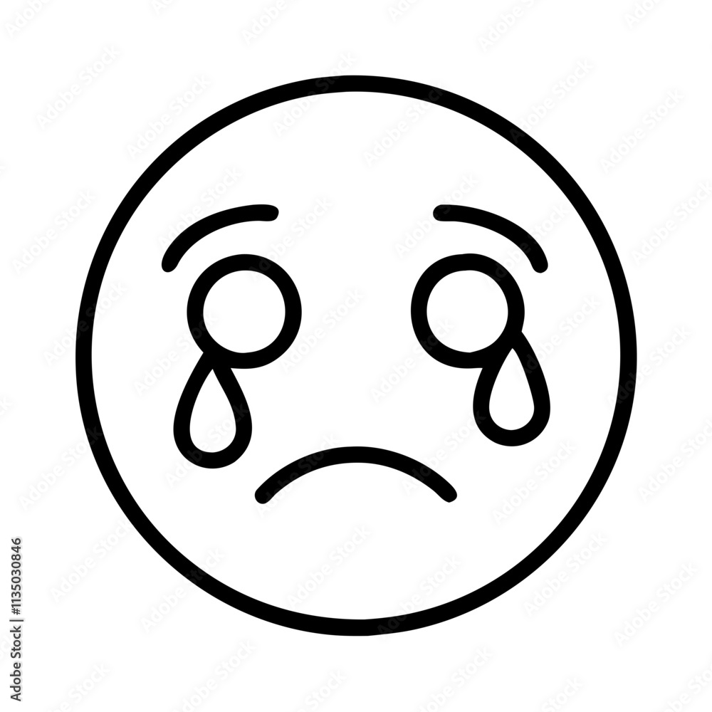crying face icon, emoji day line art, emoji icon - simple black line art icon of crying face, symbolizing emoji day topic celebrations. emoji vector art. crying face icon, emoji day line art, emoji icon - simple black line art icon of crying face, symbolizing emoji day topic celebrations. emoji vector art.