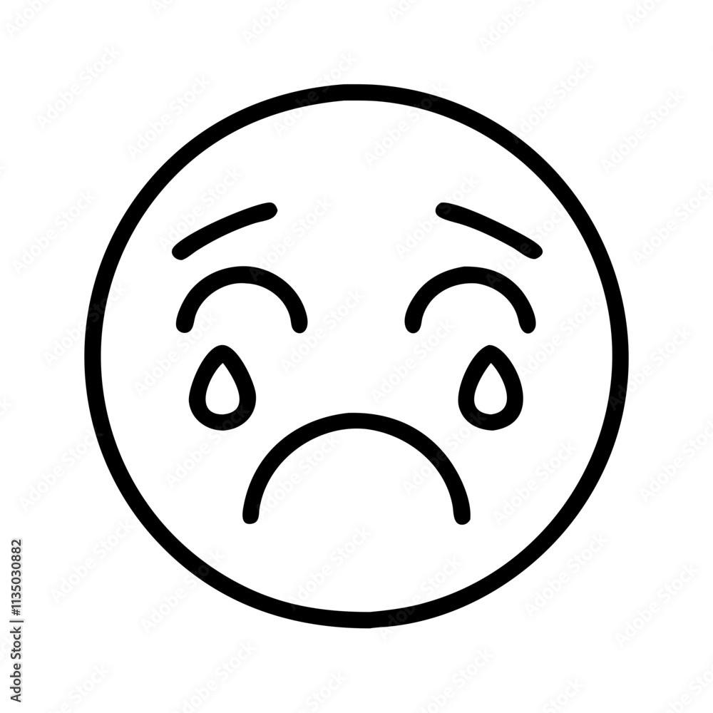 crying face icon, emoji day line art, emoji icon - simple black line art icon of crying face, symbolizing emoji day topic celebrations. emoji vector art. crying face icon, emoji day line art, emoji icon - simple black line art icon of crying face, symbolizing emoji day topic celebrations. emoji vector art.