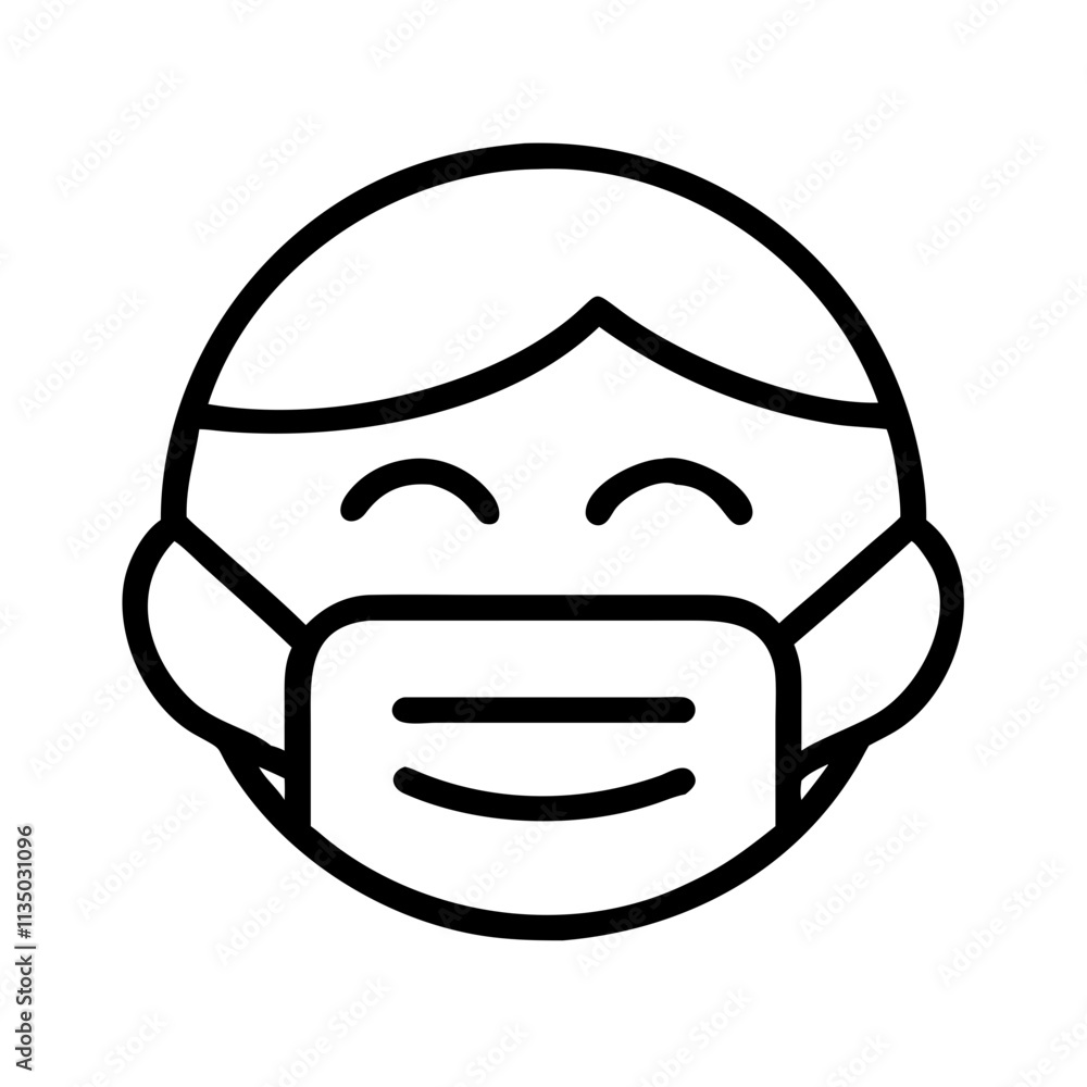 face with mask icon, emoji day line art, emoji icon - simple black line art icon of face with mask, symbolizing emoji day topic celebrations. emoji vector art. face with mask icon, emoji day line art, emoji icon - simple black line art icon of face with mask, symbolizing emoji day topic celebrations. emoji vector art.