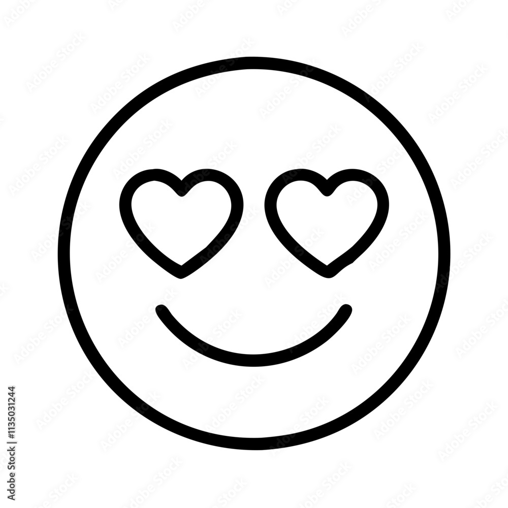 heart eyes emoji icon, emoji day line art, emoji icon - simple black line art icon of heart eyes emoji, symbolizing emoji day topic celebrations. emoji vector art. heart eyes emoji icon, emoji day line art, emoji icon - simple black line art icon of heart eyes emoji, symbolizing emoji day topic celebrations. emoji vector art.
