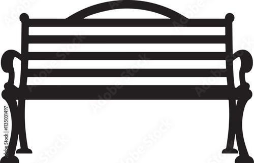 Park bench silhouette vector illustration