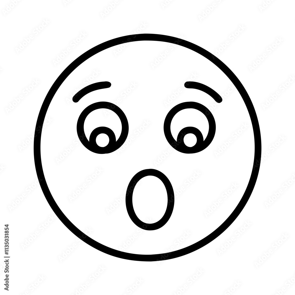 shocked face icon, emoji day line art, emoji icon - simple black line art icon of shocked face, symbolizing emoji day topic celebrations. emoji vector art. shocked face icon, emoji day line art, emoji icon - simple black line art icon of shocked face, symbolizing emoji day topic celebrations. emoji vector art.