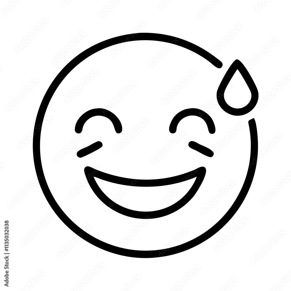smiling face with sweat icon, emoji day line art, emoji icon - simple black line art icon of smiling face with sweat, symbolizing emoji day topic celebrations. emoji vector art. smiling face with sweat icon, emoji day line art, emoji icon - simple black line art icon of smiling face with sweat, symbolizing emoji day topic celebrations. emoji vector art.