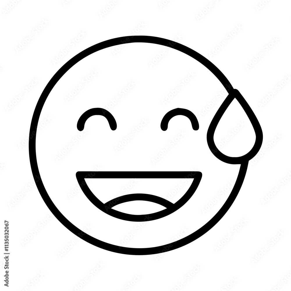 smiling face with sweat icon, emoji day line art, emoji icon - simple black line art icon of smiling face with sweat, symbolizing emoji day topic celebrations. emoji vector art. smiling face with sweat icon, emoji day line art, emoji icon - simple black line art icon of smiling face with sweat, symbolizing emoji day topic celebrations. emoji vector art.