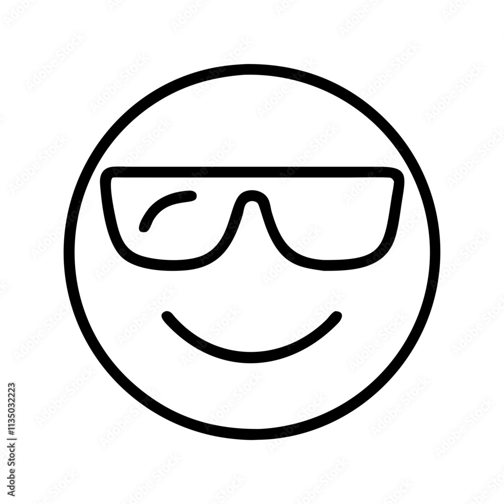 sunglasses emoji icon, emoji day line art, emoji icon - simple black line art icon of sunglasses emoji, symbolizing emoji day topic celebrations. emoji vector art. sunglasses emoji icon, emoji day line art, emoji icon - simple black line art icon of sunglasses emoji, symbolizing emoji day topic celebrations. emoji vector art.