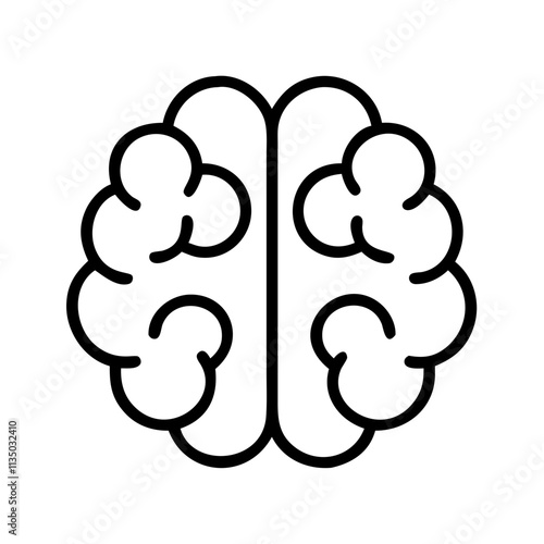 brain icon, emoji day line art, emoji icon - simple black line art icon of brain, symbolizing emoji day topic celebrations. emoji vector art.