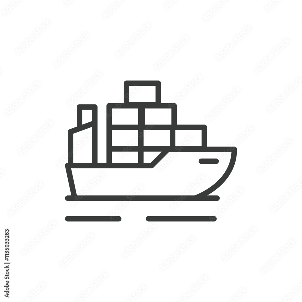 Cargo ship, icon in line design. Cargo, ship, shipping, transport, freight, container, logistics on white background vector. Cargo ship, icon in line design editable stroke icon Cargo ship, icon in line design. Cargo, ship, shipping, transport, freight, container, logistics on white background vector. Cargo ship, icon in line design editable stroke icon