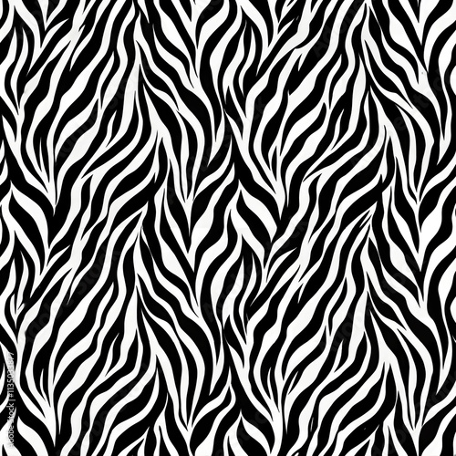 Zebra Skin Texture Seamless Pattern, Wild Animal Print for Design