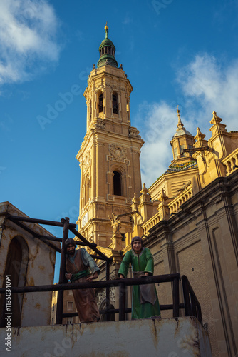 Nativity scene called Belen in spanish at Pilar square, Zaragoza, Aragon, Spain. Christmas. photo