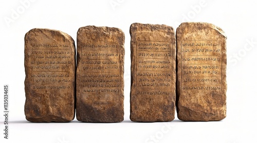 Ancient Hebrew Inscribed Stone Tablets Representing the Ten Commandments