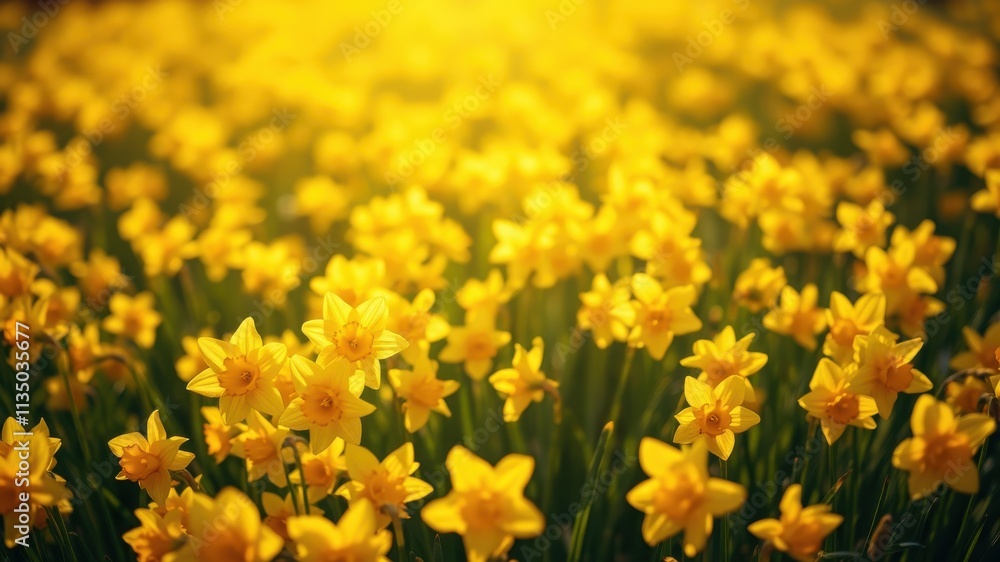 A field of bright yellow daffodils bathed in warm sunlight, showcasing the beauty of springtime. A field of bright yellow daffodils bathed in warm sunlight, showcasing the beauty of springtime.