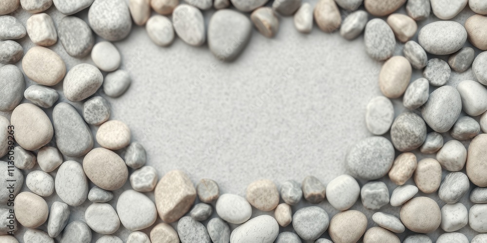 A frame of smooth, rounded stones creating a blank canvas in the center for your message or design.