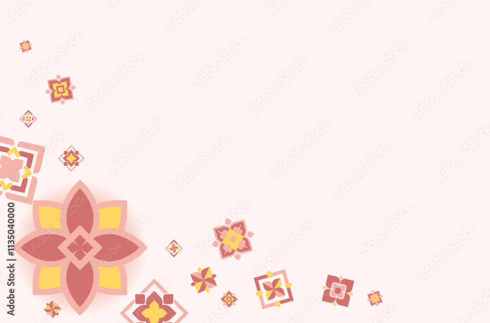 Thai flora modern art baroque pattern pink modern color style for wallpaper and background in vector art Thai flora modern art baroque pattern pink modern color style for wallpaper and background in vector art
