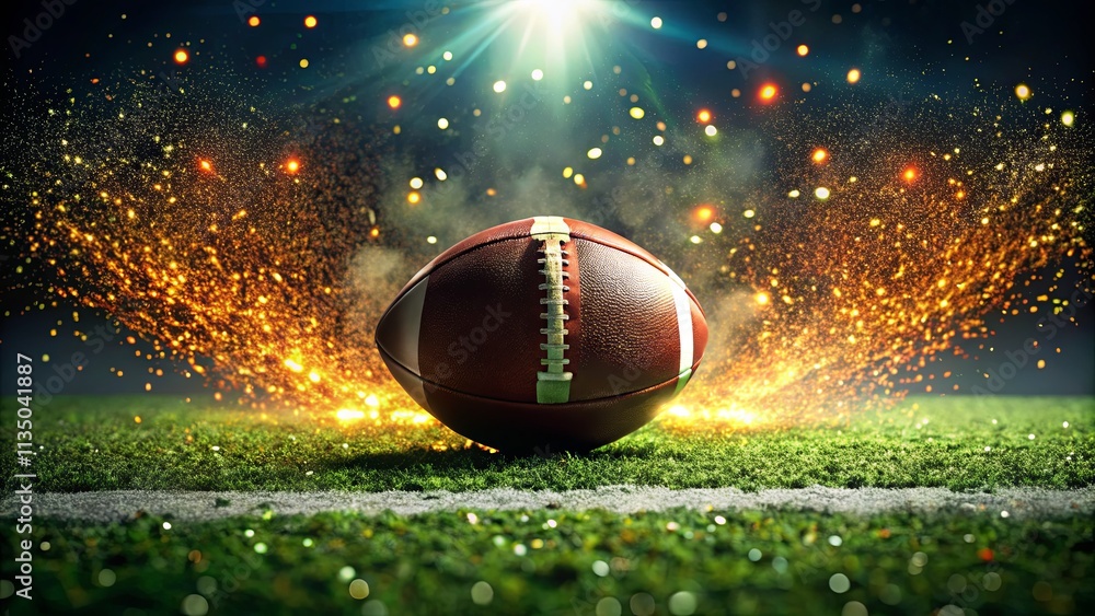 Dramatic Football with Sparks and Lights on Field Dramatic Football with Sparks and Lights on Field