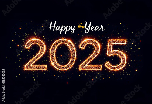 Happy New Year 2025 Typography Text Effect