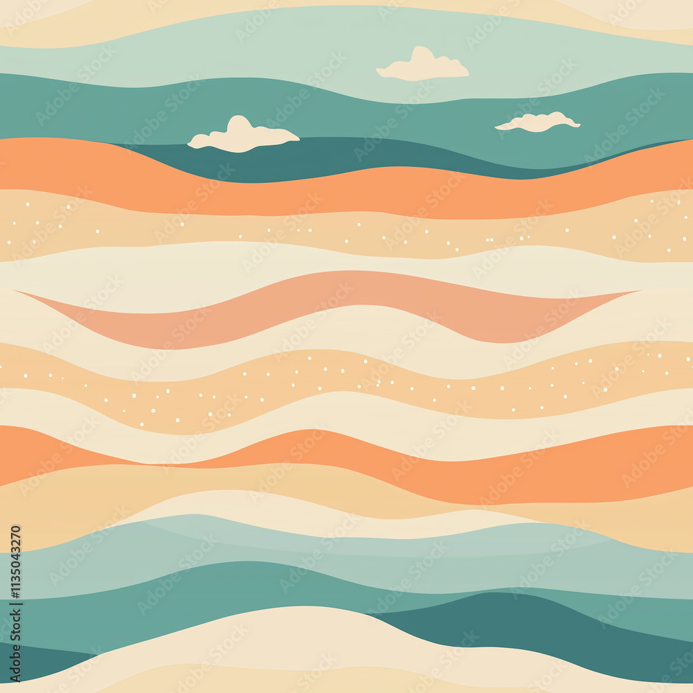 Seamless pattern of wavy lines abstract design digital art soft colors aesthetic viewpoint modern concept Seamless pattern of wavy lines abstract design digital art soft colors aesthetic viewpoint modern concept