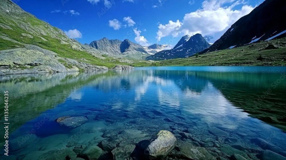 Obraz premium Serene Mountain Lake Scenery