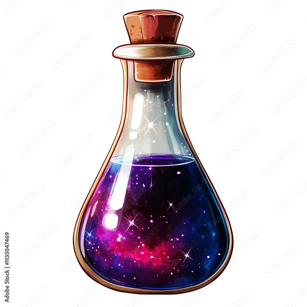 Flasks filled with magical liquid, clip art style Flasks filled with magical liquid, clip art style