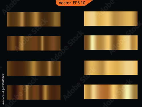 Set of foil texture background. Golden foil texture background set. Blank Elegant Golden Buttons. Set of glass gold buttons and sliders.  High resolution.