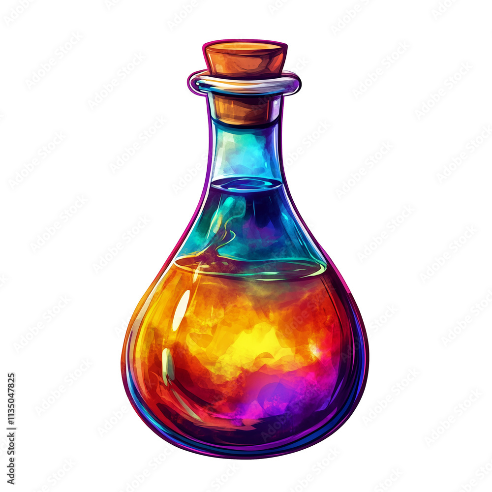 Flasks filled with magical liquid, clip art style Flasks filled with magical liquid, clip art style