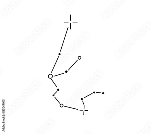 Vector isolated aquarius stars constellation zodiac stars map tattoo colorless black and white contour line easy drawing