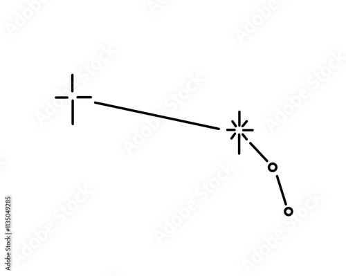 Vector isolated aries stars constellation zodiac stars map tattoo colorless black and white contour line easy drawing