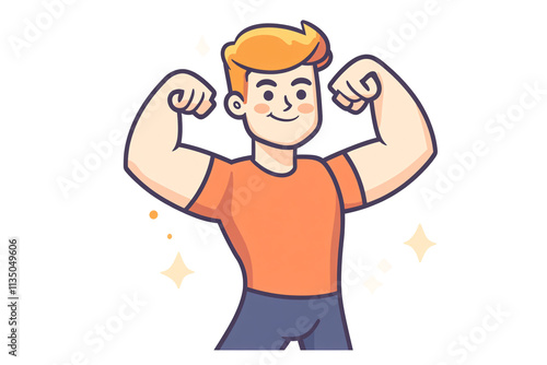 a cartoon of a man flexing his muscles