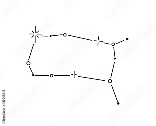 Vector isolated gemini stars constellation zodiac stars map tattoo colorless black and white contour line easy drawing