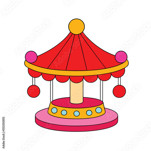 Colorful Carousel Illustration for Children’s Entertainment and Amusement Park Themes