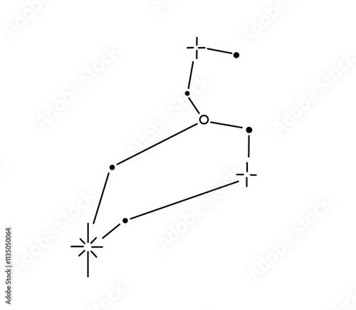 Vector isolated leo stars constellation zodiac stars map tattoo colorless black and white contour line easy drawing