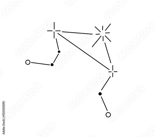 Vector isolated libra stars constellation zodiac stars map tattoo colorless black and white contour line easy drawing