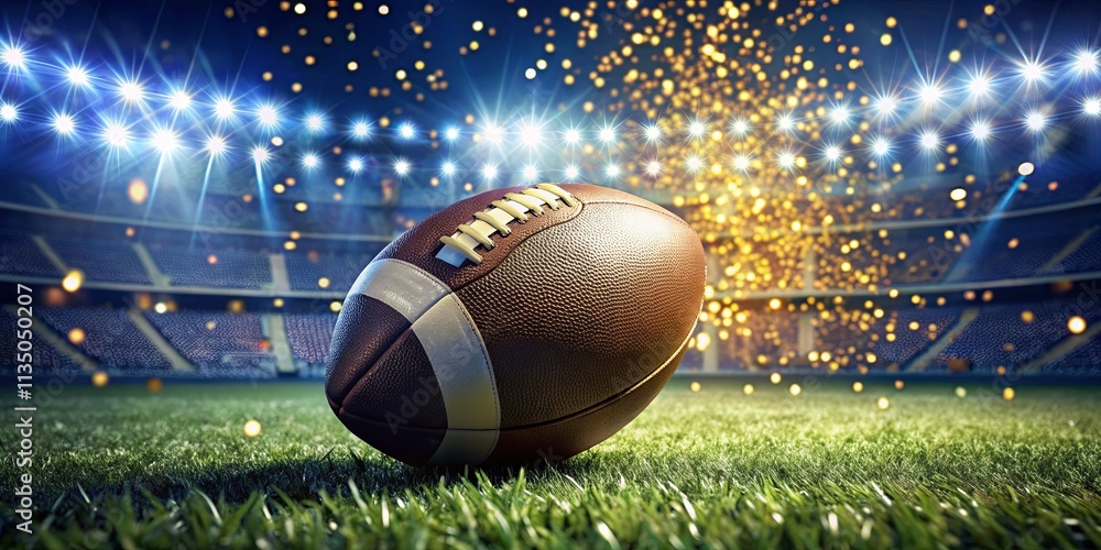 Dynamic American Football on a Sparkling Field Dynamic American Football on a Sparkling Field