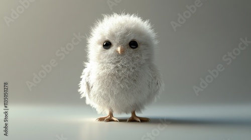 Fluffy White Baby Bird Posing Elegantly photo