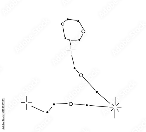 Vector isolated pisces stars constellation zodiac stars map tattoo colorless black and white contour line easy drawing