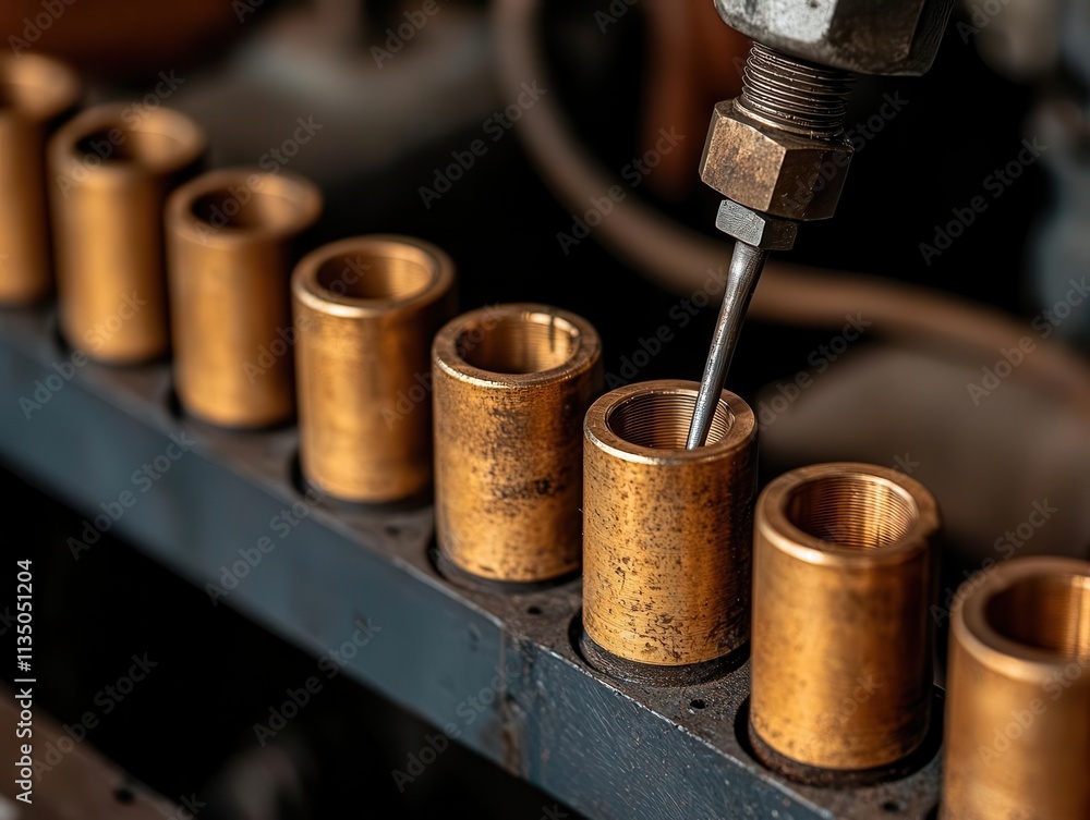 mechanics repair concept. A close-up of heavy-duty pistons being installed in an engine during repair, mechanics repair engine durability, durable mechanical craftsmanship mechanics repair concept. A close-up of heavy-duty pistons being installed in an engine during repair, mechanics repair engine durability, durable mechanical craftsmanship