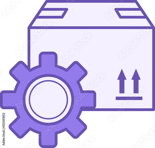 Colored Logistics Management Icon. Vector Illustration. Cargo Box and Gear. Delivery Service
